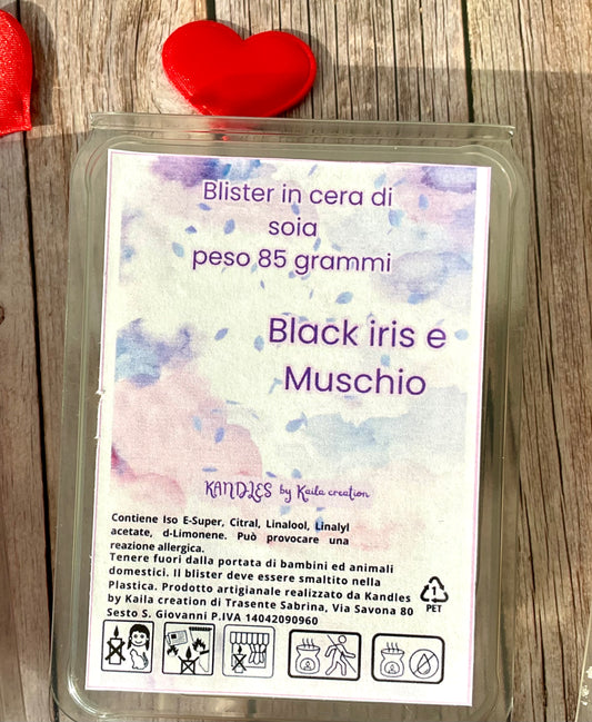 Blister cuori Black iris e muschio