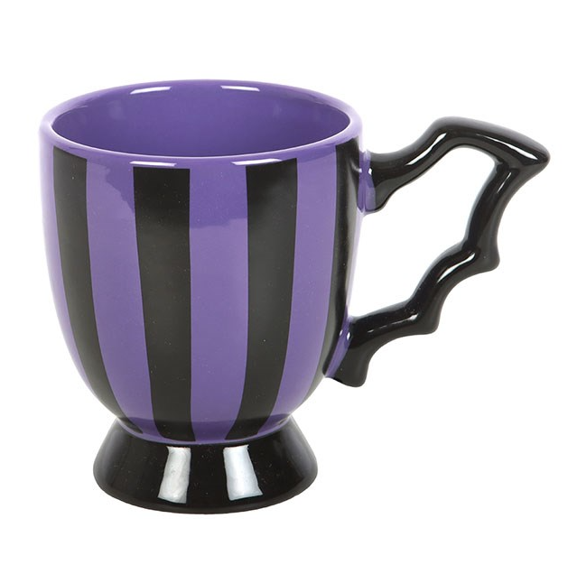 Tazza Nera e Viola con manico ad ala di pipistrello