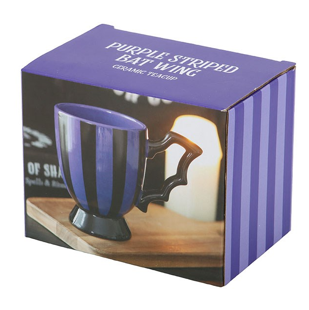 Tazza Nera e Viola con manico ad ala di pipistrello