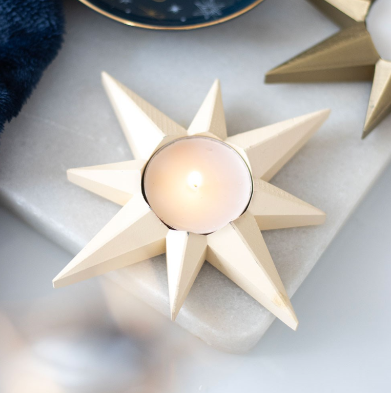 Porta tealight a forma di stella in resina