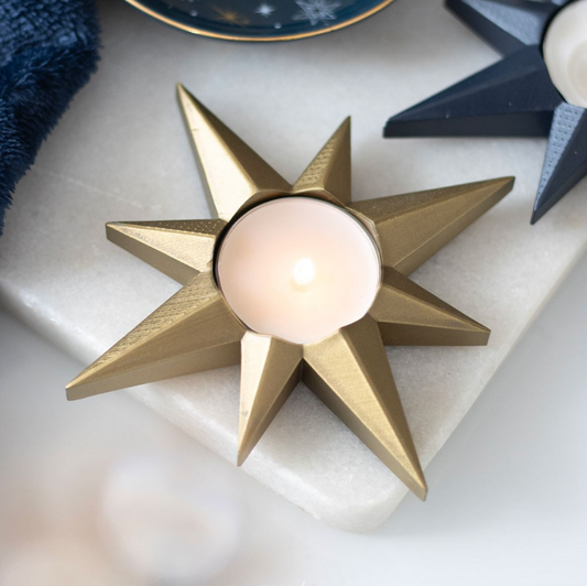 Porta tealight a forma di stella in resina