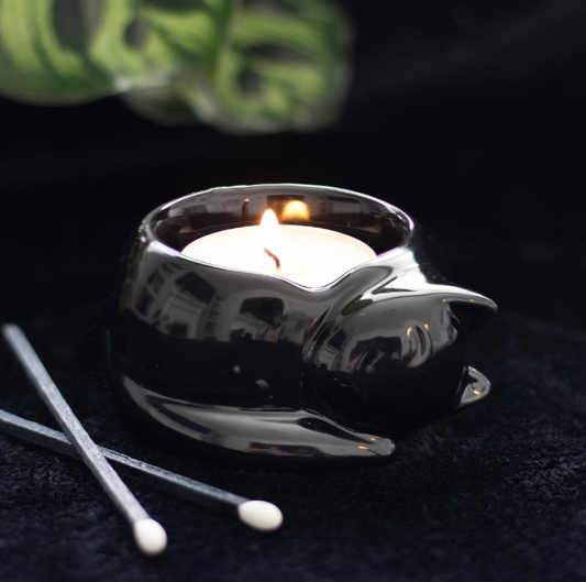 Porta Tealight a forma di Gatto Nero