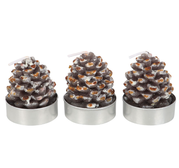 Set di 6 candele tealight a forma di pigna