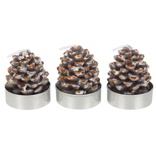 Set di 6 candele tealight a forma di pigna