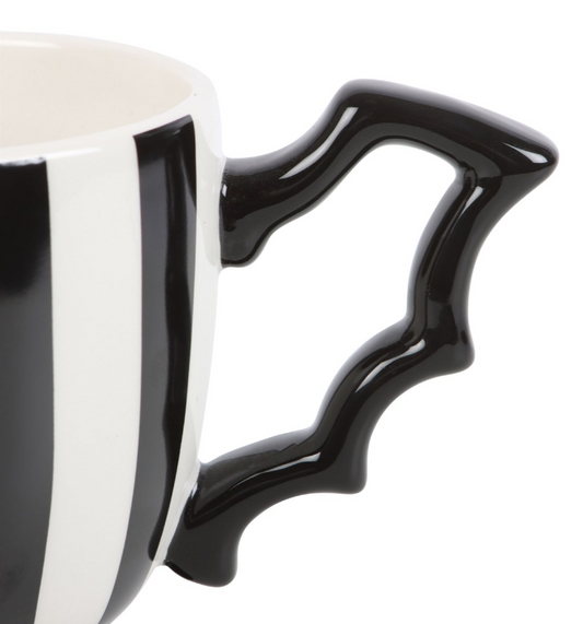 Tazza Bianca e Nera con manico ad ala di pipistrello