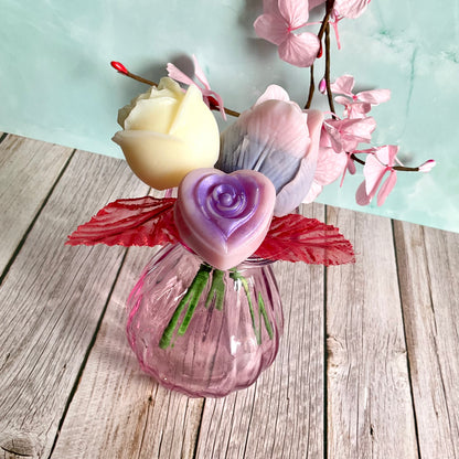 Mini bouquet con vasetto malva* fragranza Peonia *