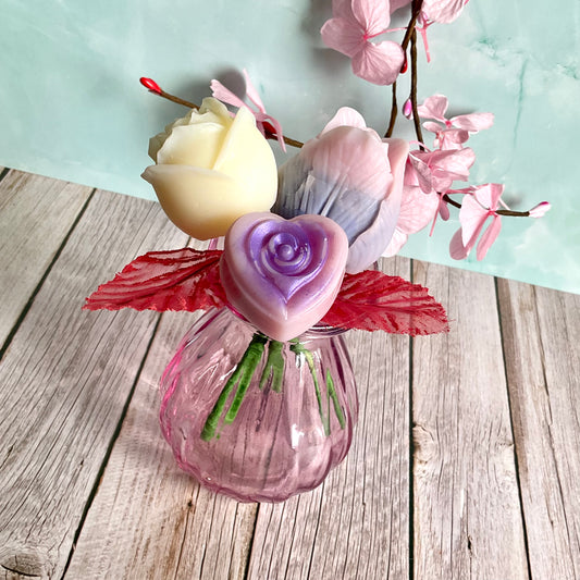 Mini bouquet con vasetto malva* fragranza Peonia *
