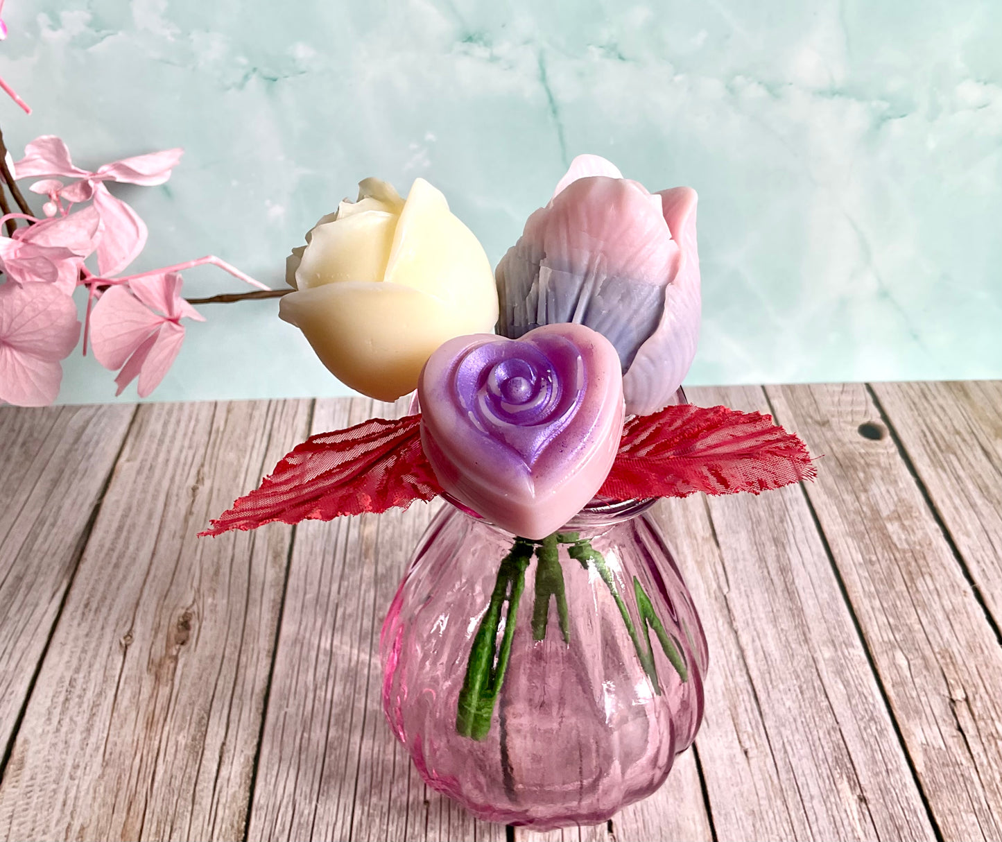 Mini bouquet con vasetto malva* fragranza Peonia *