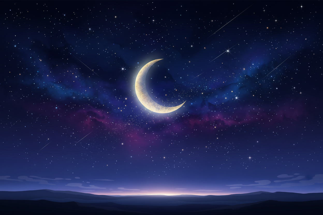 Luna crescente con stelle